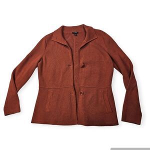 Talbots Rusty Orange Button Down Cotton‎ Blend Collared Cardigan Women's Size S